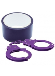 Набор для фиксации BONDX METAL CUFFS AND RIBBON: фиолетовые наручники из листового материала и липкая лента - Dream Toys - купить с доставкой в Тюмени