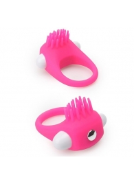 Розовое эрекционное кольцо с щеточкой LIT-UP SILICONE STIMU RING 5 - Dream Toys - в Тюмени купить с доставкой