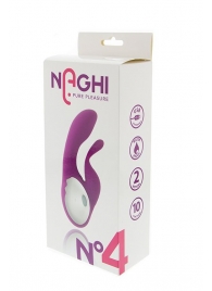 Фиолетовый вибратор с клиторальным отростком NAGHI NO.4 - 13,5 см. - Tonga