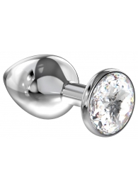 Большая серебристая анальная пробка Diamond Clear Sparkle Large с прозрачным кристаллом - 8 см. - Lola Games - купить с доставкой в Тюмени
