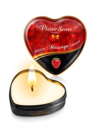 Массажная свеча с ароматом клубники Bougie Massage Candle - 35 мл. - Plaisir Secret - купить с доставкой в Тюмени