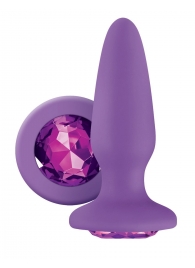 Фиолетовая анальная пробка с фиолетовым кристаллом Glams Purple Gem - 10,4 см. - NS Novelties - купить с доставкой в Тюмени