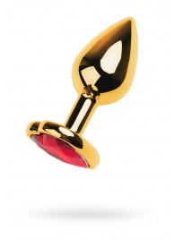 Золотистая анальная пробка с кристаллом-сердцем - 7,5 см. - ToyFa - купить с доставкой в Тюмени