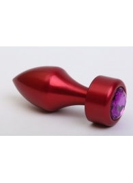 Красная анальная пробка с фиолетовым кристаллом - 7,8 см. - 4sexdreaM - купить с доставкой в Тюмени