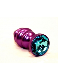 Фиолетовая рифленая пробка с голубым кристаллом - 7,3 см. - 4sexdreaM - купить с доставкой в Тюмени