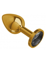 Золотистая анальная втулка с чёрным кристаллом - 7 см. - Джага-Джага - купить с доставкой в Тюмени