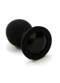 Чёрная анальная втулка с чёрным кристаллом - 7,3 см. - Джага-Джага - купить с доставкой в Тюмени
