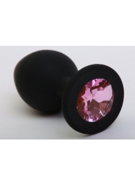 Чёрная анальная втулка с розовым кристаллом - 7,3 см. - Джага-Джага - купить с доставкой в Тюмени