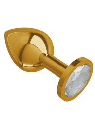 Золотистая средняя пробка с прозрачным кристаллом - 8,5 см. - Джага-Джага - купить с доставкой в Тюмени