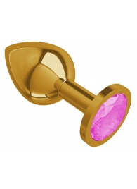 Золотистая средняя пробка с розовым кристаллом - 8,5 см. - Джага-Джага - купить с доставкой в Тюмени