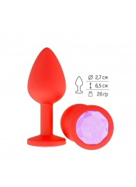 Красная анальная втулка с сиреневым кристаллом - 7,3 см. - Джага-Джага - купить с доставкой #SOTBIT_REGIONS_UF_V_REGION_NAME#