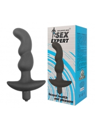 Чёрный анальный вибратор Sexual Health and Pleasure - 11,8 см. - Sex Expert - в Тюмени купить с доставкой