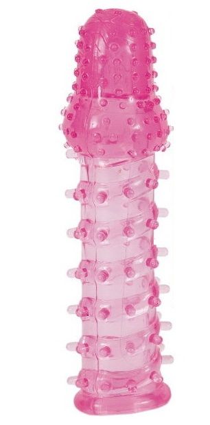 Розовая насадка с нежными шипами - 13,5 см. - Toyfa Basic - в Тюмени купить с доставкой