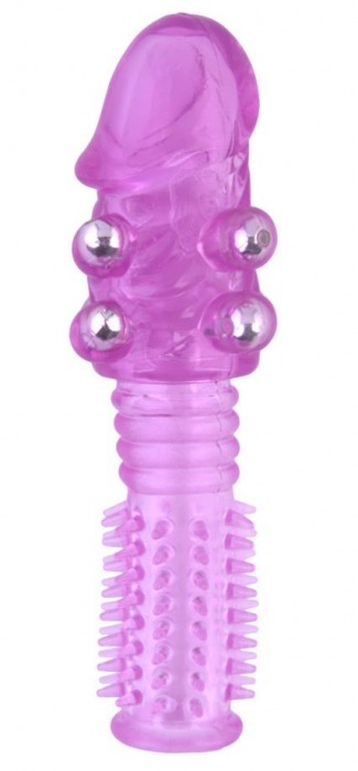 Стимулирующая фиолетовая насадка с шипами и шишечками - 13,5 см. - Toyfa Basic - в Тюмени купить с доставкой
