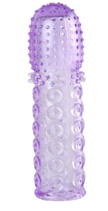 Насадка гелевая фиолетовая с точками, шипами и наплывами - 13,5 см. - Toyfa Basic - в Тюмени купить с доставкой