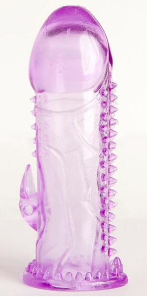 Фиолетовая гелевая насадка с шипами - 13 см. - Toyfa Basic - в Тюмени купить с доставкой