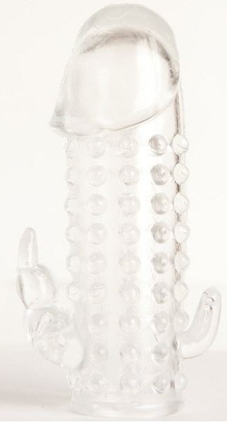 Гелевая прозрачная насадка с 2 отростками - 13 см. - Toyfa Basic - в Тюмени купить с доставкой