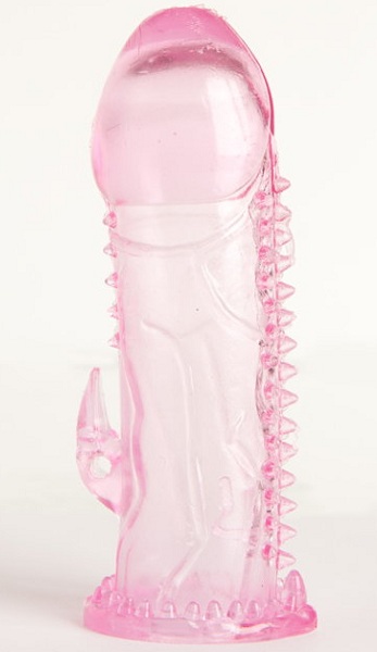 Розовая гелевая насадка с шипами и коготком - Toyfa Basic - в Тюмени купить с доставкой