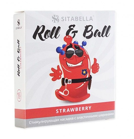 Стимулирующий презерватив-насадка Roll   Ball Strawberry - Sitabella - купить с доставкой в Тюмени