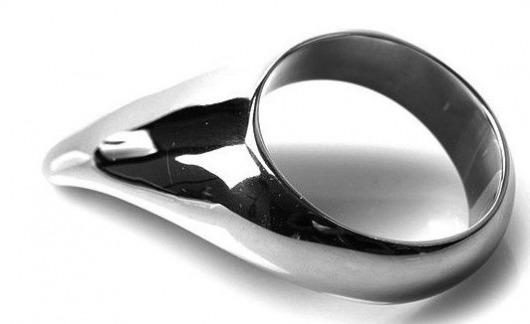 Серебристое металлическое эрекционное кольцо Teardrop Cockring - O-Products - в Тюмени купить с доставкой