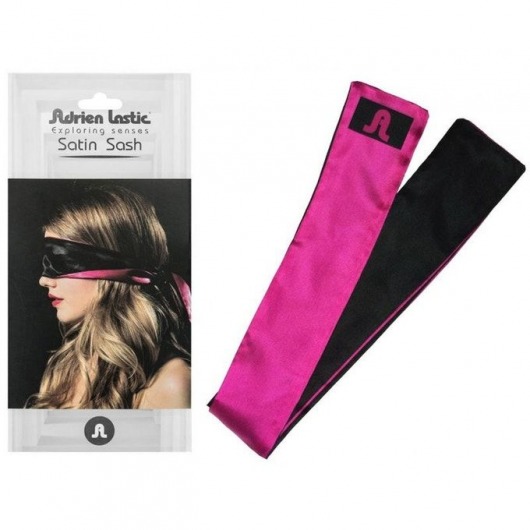 Черно-розовая атласная повязка на глаза Satin Sash - Adrien Lastic - купить с доставкой в Тюмени