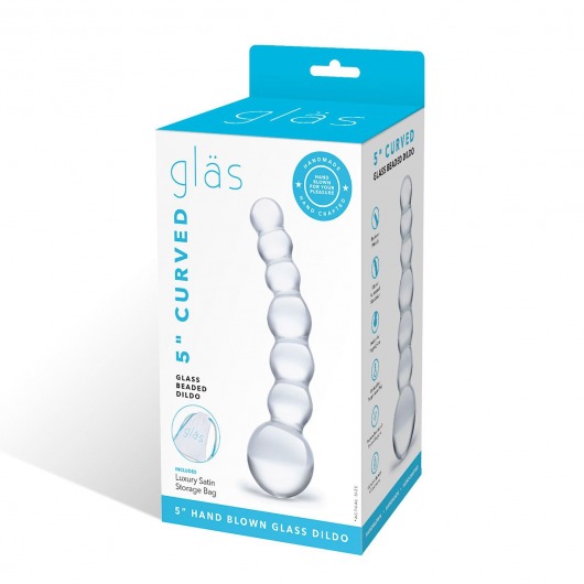 Изогнутный прозрачный стимулятор Beaded Dildo - 13 см. - Glas