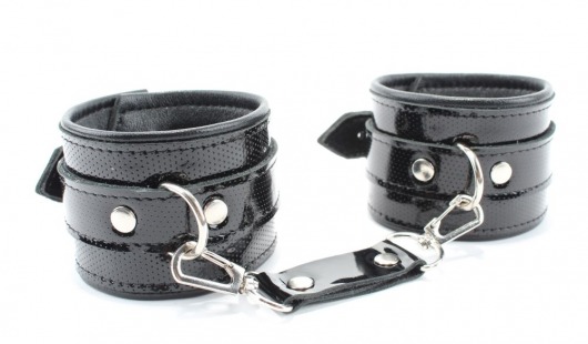 Кожаные лаковые наручники - БДСМ Арсенал - купить с доставкой в Тюмени