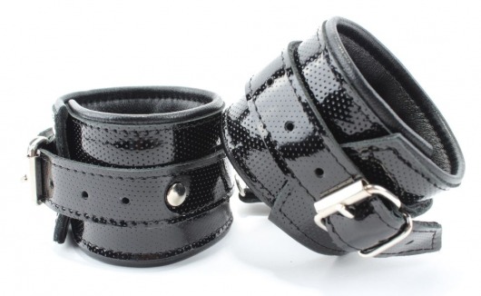Кожаные лаковые наручники - БДСМ Арсенал - купить с доставкой в Тюмени