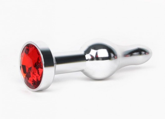 Удлиненная шарикообразная серебристая анальная втулка с красным кристаллом - 10,3 см. - Anal Jewelry Plug - купить с доставкой в Тюмени