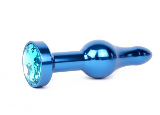 Удлиненная шарикообразная синяя анальная втулка с голубым кристаллом - 10,3 см. - Anal Jewelry Plug - купить с доставкой в Тюмени