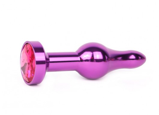Удлиненная шарикообразная фиолетовая анальная втулка с малиновым кристаллом - 10,3 см. - Anal Jewelry Plug - купить с доставкой в Тюмени