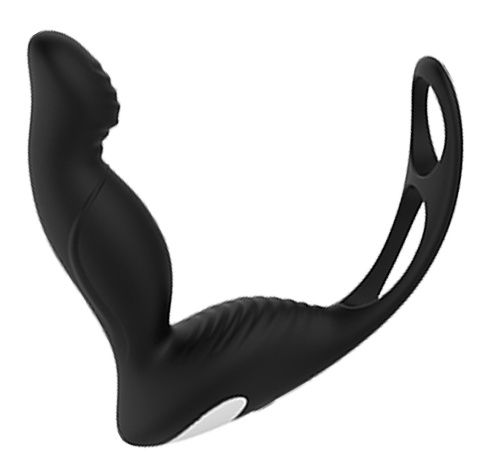 Черный вибромассажер простаты P-PLEASER W ERECTION ENHANCE - Dream Toys - в Тюмени купить с доставкой