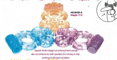 Голубое эрекционное кольцо с вибратором и подхватыванием мошонки - Sextoy 2011 - в Тюмени купить с доставкой