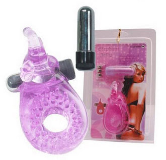 Фиолетовое эрекционное кольцо с вибрацией и коготком для стимуляции клитора - Sextoy 2011 - в Тюмени купить с доставкой