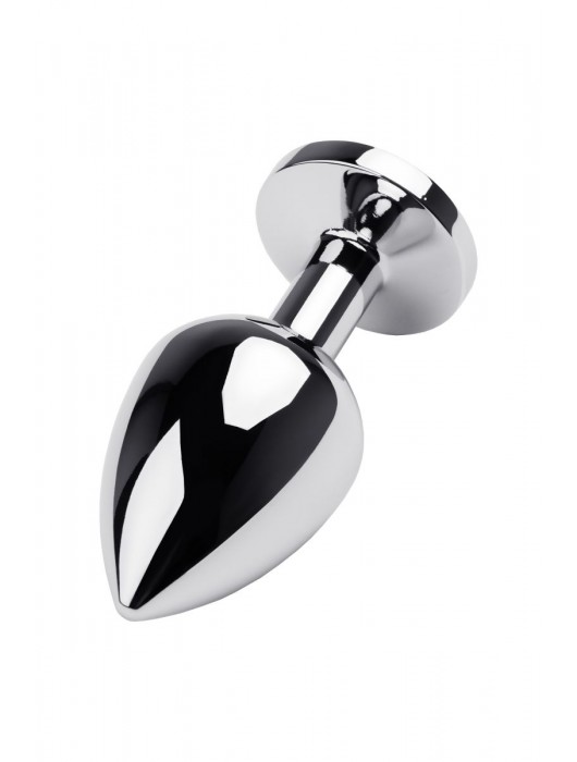 Серебристая коническая анальная пробка с красным кристаллом - 8 см. - ToyFa - купить с доставкой в Тюмени