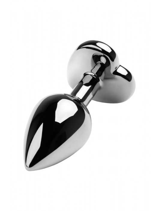 Серебристая коническая анальная пробка с красным кристаллом-сердечком - 7 см. - ToyFa - купить с доставкой в Тюмени