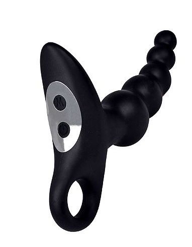 Черный силиконовый анальный вибромассажер-ёлочка с колечком-ограничителем - Erokay - в Тюмени купить с доставкой