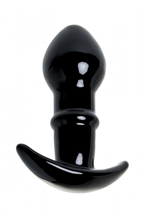 Черная стеклянная анальная втулка Sexus Glass с ограничителем - 11,5 см. - Sexus