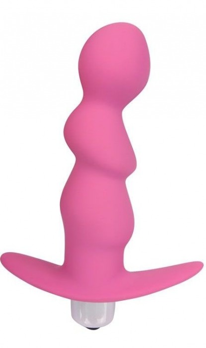Розовый рельефный вибромассажер с ограничителем - 9,5 см. - Bior toys