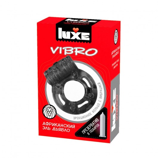 Чёрное эрекционное виброкольцо Luxe VIBRO  Африканский Эль Дьябло  + презерватив - Luxe - в Тюмени купить с доставкой
