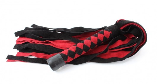 Черно-красная замшевая плеть с ромбами на рукояти - 60 см. - БДСМ Арсенал - купить с доставкой в Тюмени