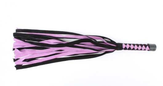 Черно-розовая плеть из замши - 58 см. - БДСМ Арсенал - купить с доставкой в Тюмени