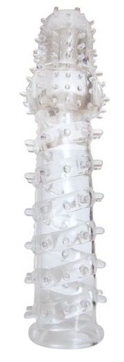 Закрытая прозрачная рельефная насадка с шипиками Crystal sleeve - 13,5 см. - Erowoman-Eroman - в Тюмени купить с доставкой