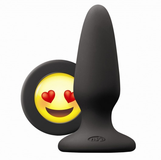 Черная силиконовая пробка среднего размера Emoji ILY - 10,2 см. - NS Novelties - купить с доставкой в Тюмени