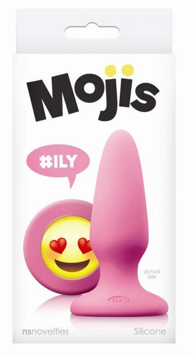 Розовая силиконовая пробка среднего размера Emoji ILY - 10,2 см. - NS Novelties - купить с доставкой в Тюмени