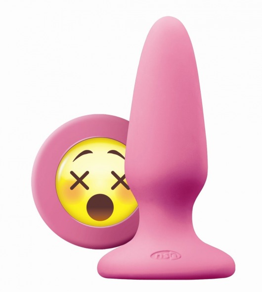 Розовая силиконовая пробка среднего размера Emoji WTF - 10,2 см. - NS Novelties - купить с доставкой в Тюмени