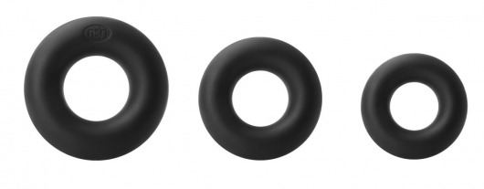 Набор черных колец из мягкого силикона Super Soft Power Rings - NS Novelties - в Тюмени купить с доставкой