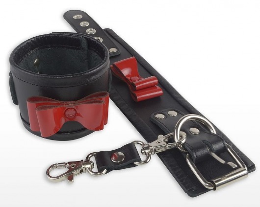 Черные наручники с красными лаковыми бантами - Sitabella - купить с доставкой в Тюмени