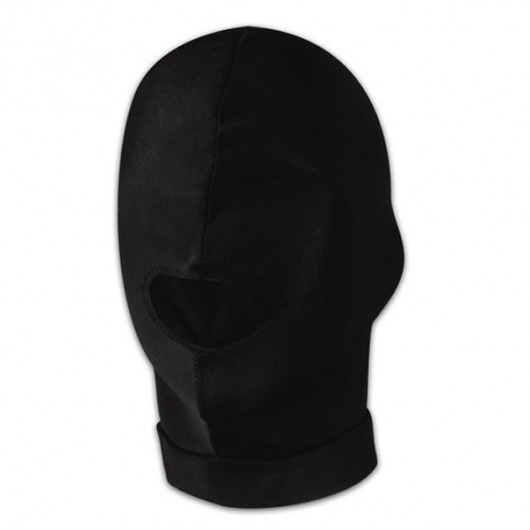 Черная эластичная маска на голову с прорезью для рта - Lux Fetish - купить с доставкой в Тюмени