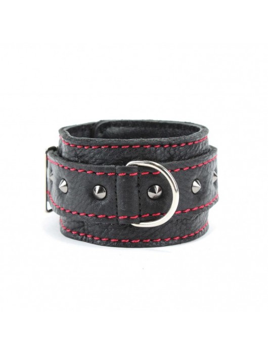 Черные оковы с шипами и контрастной строчкой - БДСМ Арсенал - купить с доставкой в Тюмени